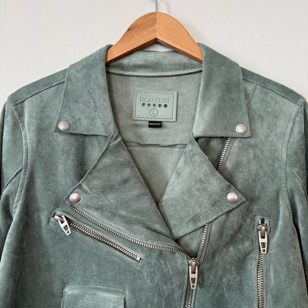 Blank NYC Suede Moto Jacket - Sage Green - Picture 9 of 10